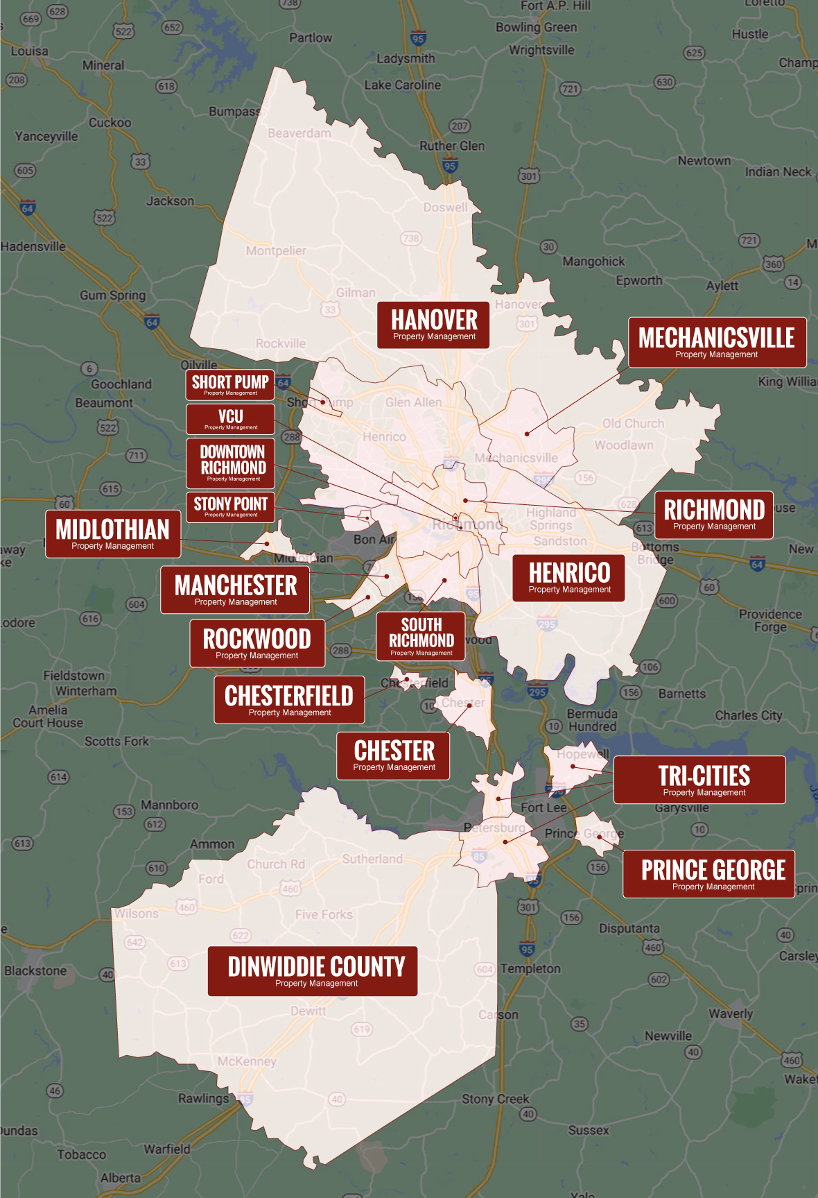 Central Virginia Property Management Map Tara Ulysse
